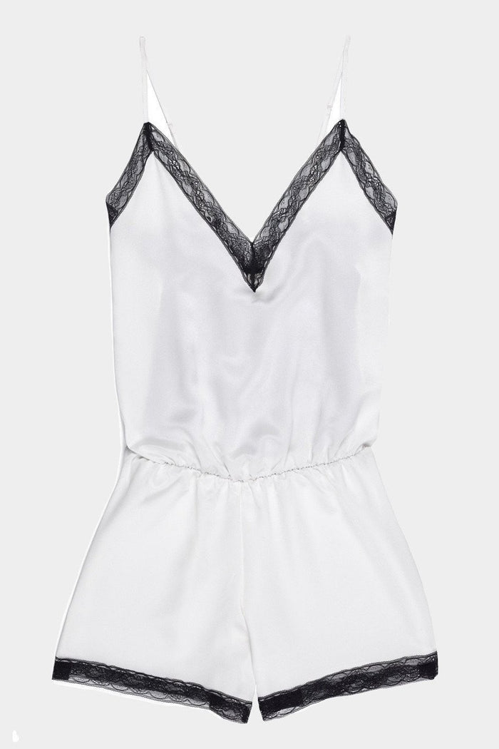 Italian silk luxury white playsuit